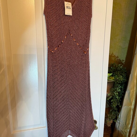 VINTAGE, NWT 1990s Kroshetta by Papillon Mocha/Brown Crochet BodyCon Dress - Picture 6 of 6